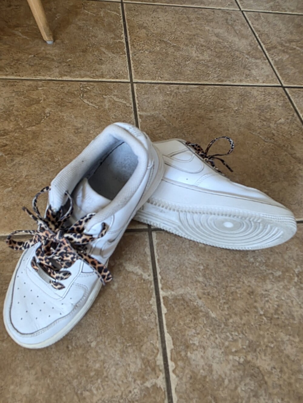 Nike Air Force 1 White Low-Top Sneakers with Leopard Laces